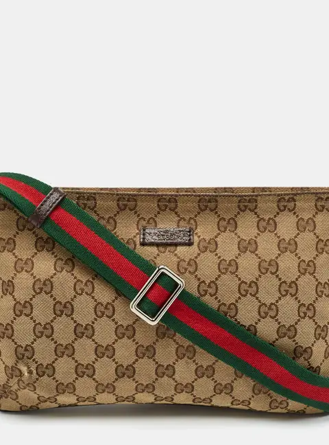 Gucci Beige GG Canvas Web Messenger Bag