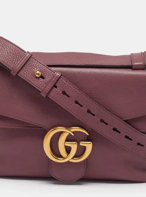 Gucci GG Marmont Double Flap Old Rose Leather Shoulder Bag