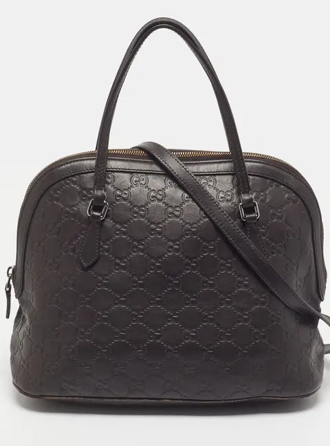 Gucci Dome Medium Dark Brown Guccissima Leather Bag