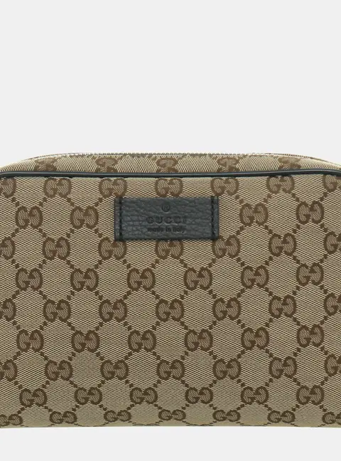 Gucci Waist Beige Monogram Canvas Belt Bag