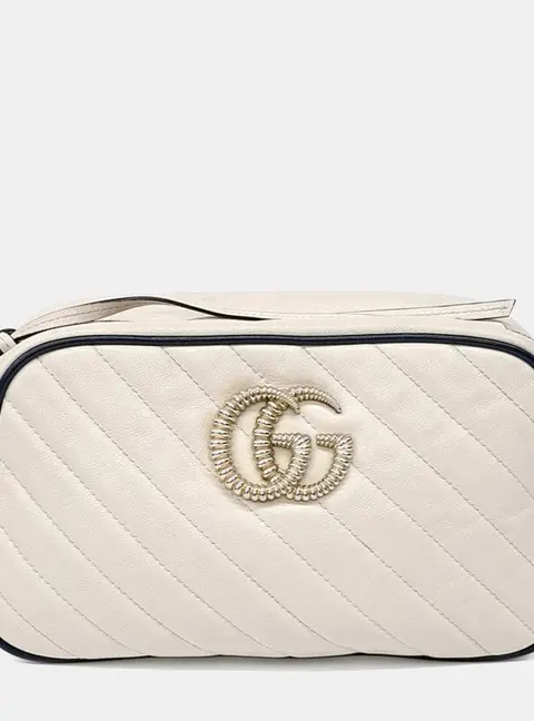 Gucci Cream Leather Marmont Crossbody Bag (447632)