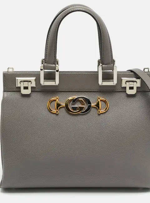 Gucci Zumi Small Grey Leather Tote