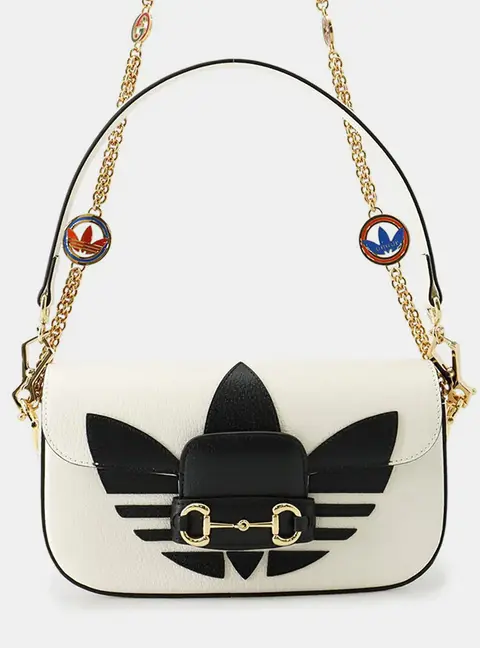 Gucci Adidas Collaboration Shoulder Bag Black/White Leather Bag