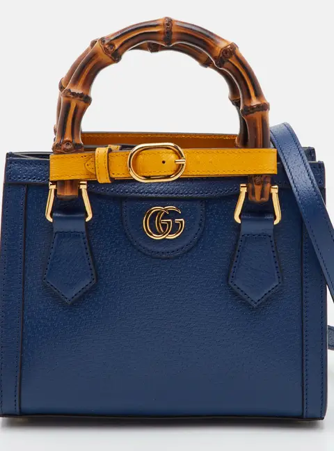 Gucci Diana Small Navy Blue Leather Tote