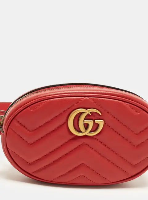Gucci GG Marmont Mini Red Matelass&eacute; Leather Belt Bag