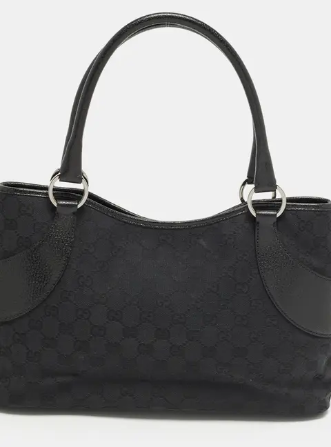 Gucci Black GG Canvas and Leather Tote