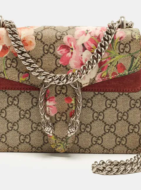 Gucci Dionysus Mini Pink/Beige GG Blooms Supreme Canvas and Suede Shoulder Bag