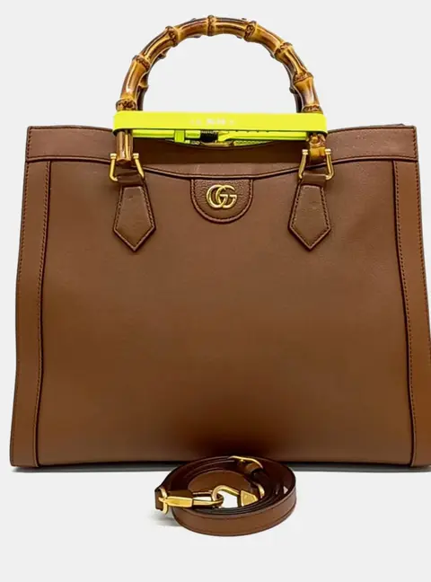 Gucci Brown Leather Diana Tote and Shoulder Bag