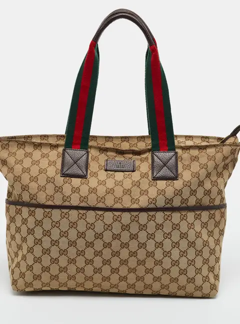 Gucci Web Diaper Beige GG Canvas Tote