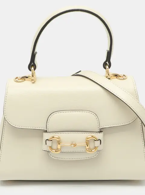Gucci Horsebit 1955 Mini White Leather Top Handle Bag