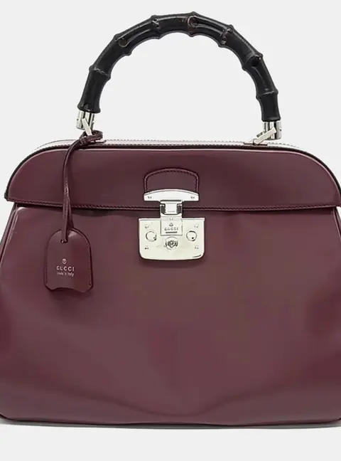 Gucci Purple Leather Ladylock Tote Bag (331829)