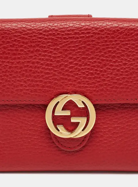 Gucci Interlocking G Red Leather French Wallet