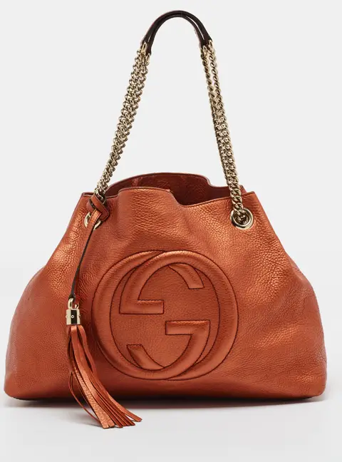 Gucci Soho Chain Medium Bronze Leather Shoulder Bag
