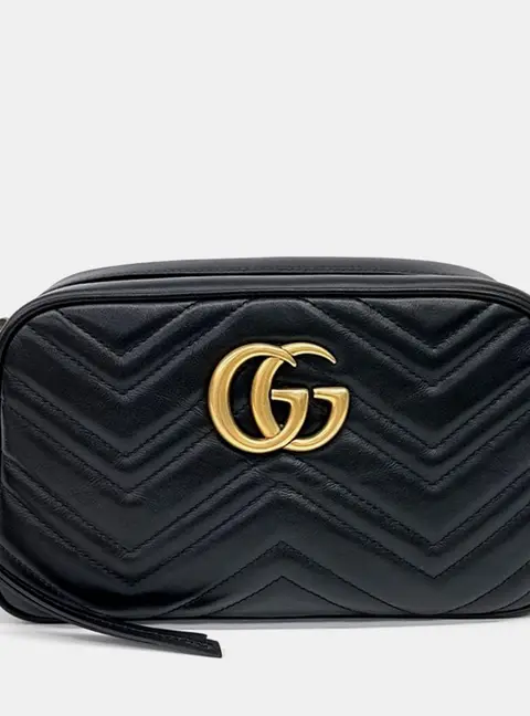 Gucci Black Leather Marmont Crossbody Bag (447632)