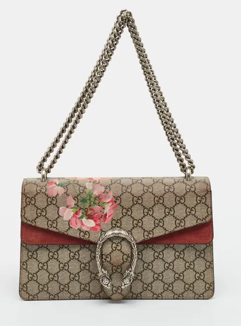 Gucci Dionysus Blooms Small Burgundy/Beige GG Supreme Canvas Shoulder Bag