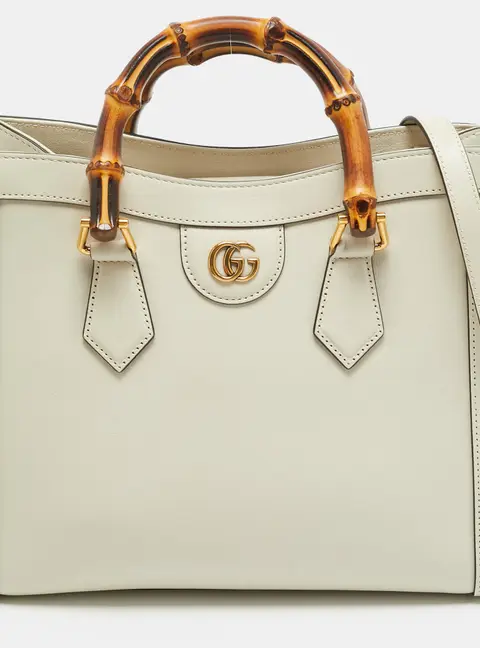 Gucci Bamboo Diana Medium Cream Leather Tote