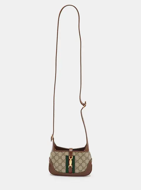 Gucci Jackie 1961 Mini Beige/Brown GG Supreme Canvas and Leather Shoulder Bag
