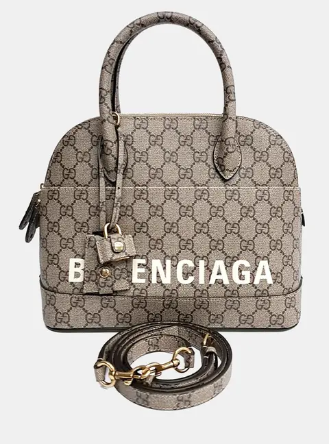 Gucci x Balenciaga Beige Leather  Bill Small Top Handle Bag