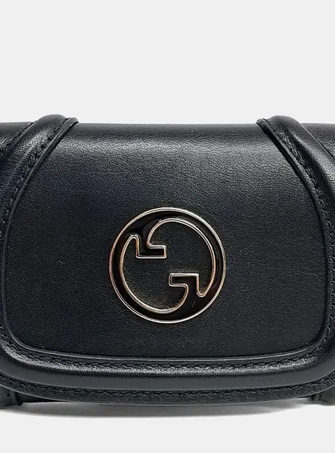 Gucci Black Leather  Blondie Card Holder