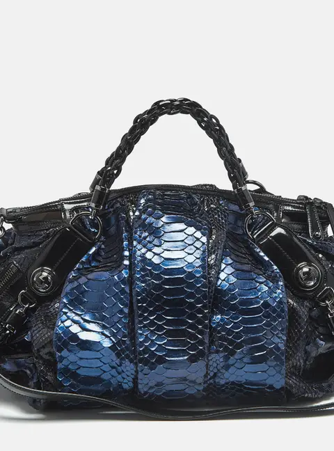 Gucci Galaxy Metallic Blue/Black Python Satchel