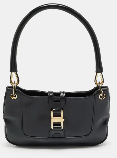 Gucci Jackie 1961 Black Glossy Leather Hobo