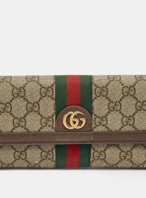 Gucci Ophidia Beige GG Supreme Canvas and Leather Continental Wallet