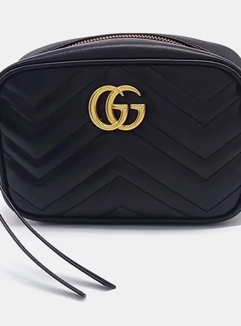 Gucci Black Leather Marmont Matelass&eacute; Mini Crossbody Bag