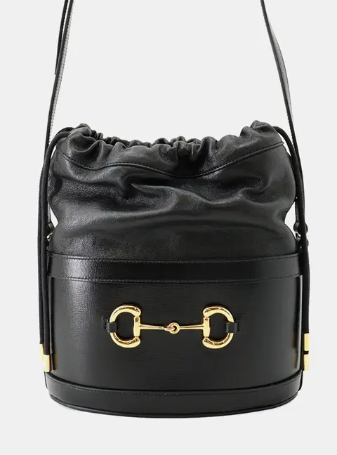 Gucci 1955 Horsebit Black Leather Bucket Bag
