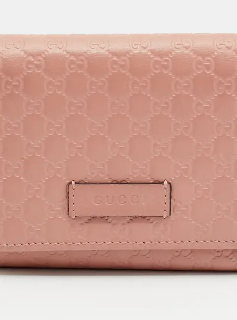 Gucci Dusty Pink Microguccissima Leather Trifold Wallet