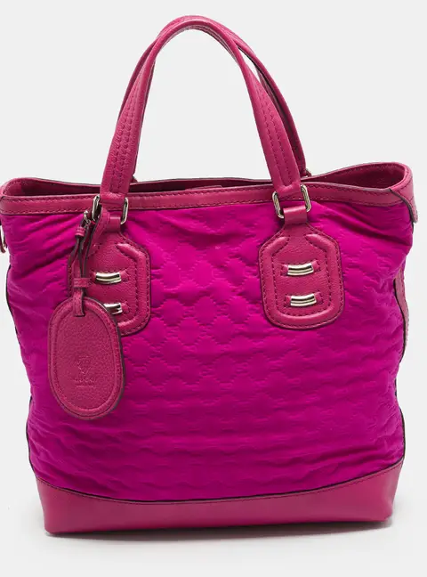 Gucci Techno Magenta GG Neoprene and Leather Tote