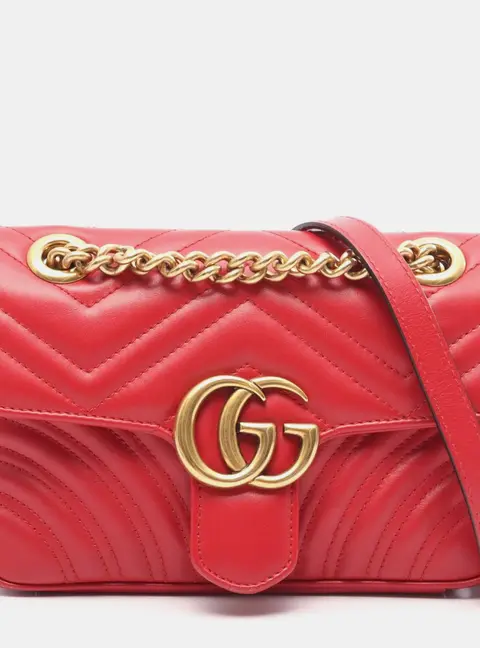 Gucci GG Marmont Red Leather Shoulder Bags