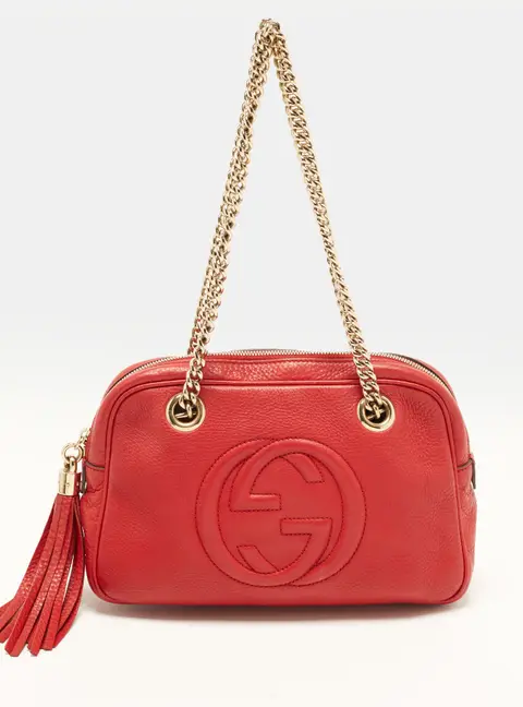 Gucci Soho Medium Red Leather Chain Shoulder Bag