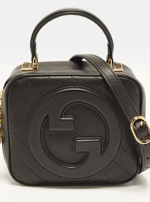 Gucci Blondie Black Diagonal Quilt Leather Box Bag