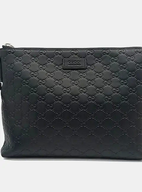 Gucci Black Leather Cima Line Clutch (473881)