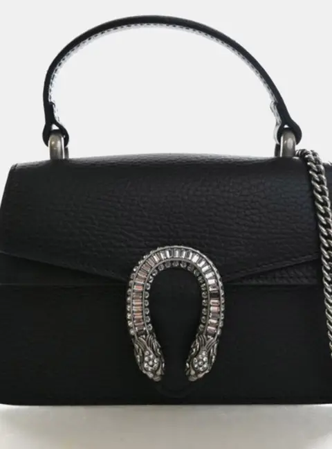 Gucci Dionysus Mini Black Dollar Calfskin Leather Top Handle Bag