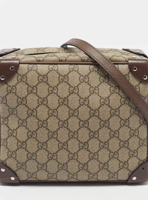 Gucci Soft Trunk Beige/Brown GG Supreme Canvas and Leather Messenger Bag