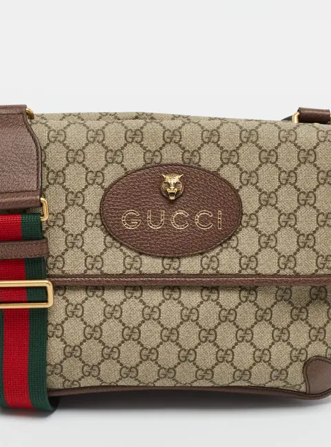 Gucci Neo Vintage Brown/Beige GG Supreme Canvas and Leather Messenger Bag