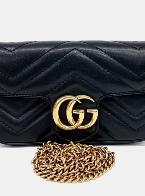 Gucci Black Leather Matras&eacute; Super Mini Crossbody Bag