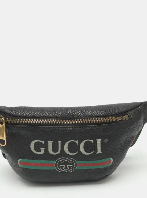 Gucci Logo Small Black Leather Belt Bag