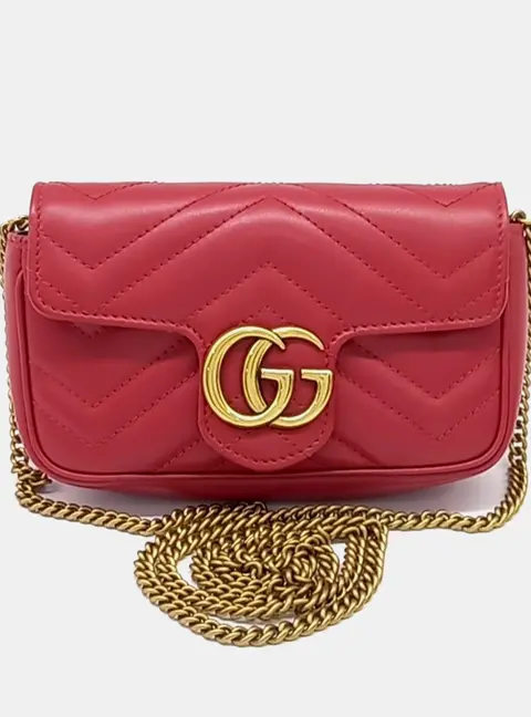 Gucci Red Leather Matras&eacute; Super Mini Crossbody Bag