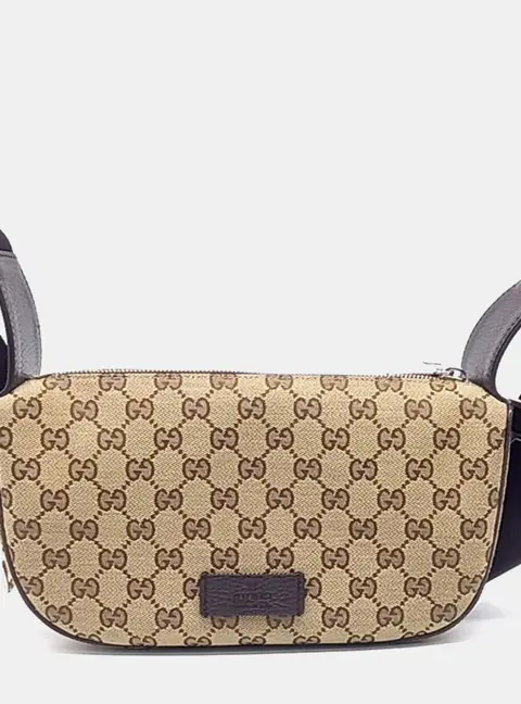 Gucci Jacquard Beige/Brown Canvas Hip Bag