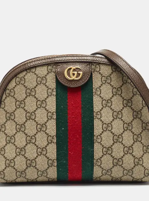 Gucci Ophidia Dome Small GG Supreme Canvas and Leather Crossbody Bag
