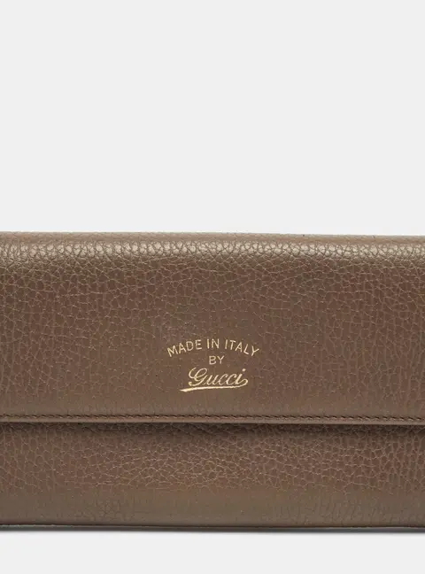 Gucci Swing Grey Leather Continental Wallet