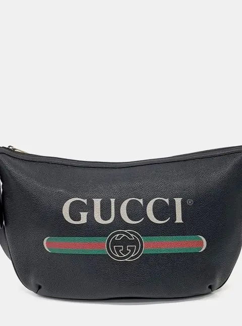Gucci Black Leather Half Moon Hobo Bag (523588)