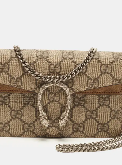 Gucci Dionysus Super Mini Beige GG Supreme Canvas and Suede Shoulder Bag