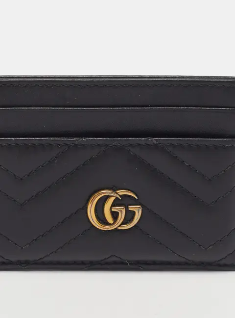 Gucci GG Marmont Black Matelass&eacute; Leather Card Holder