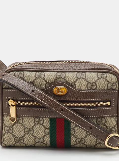 Gucci Ophidia Mini Beige/Brown GG Supreme Canvas and Leather Shoulder Bag