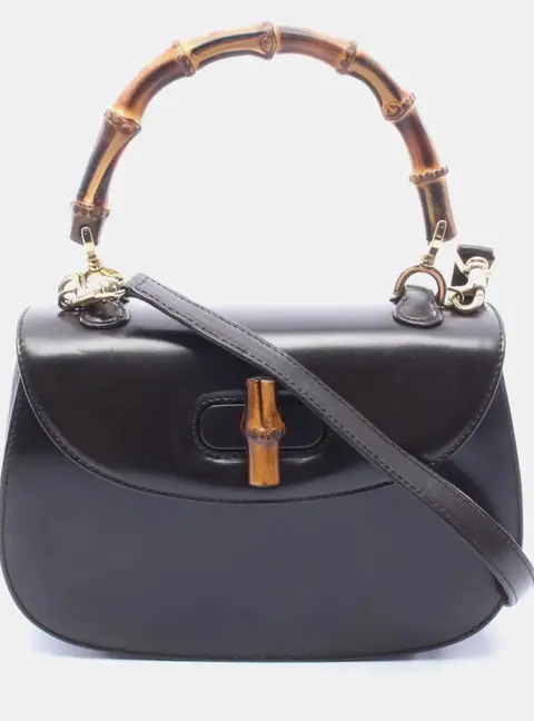 Gucci Bamboo 1947 Small Black Leather Top Handle Bag