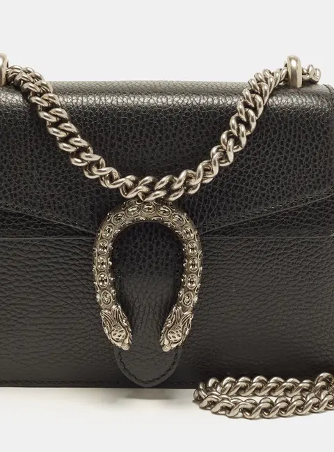 Gucci Dionysus Crystal Small Black Leather Chain Shoulder Bag
