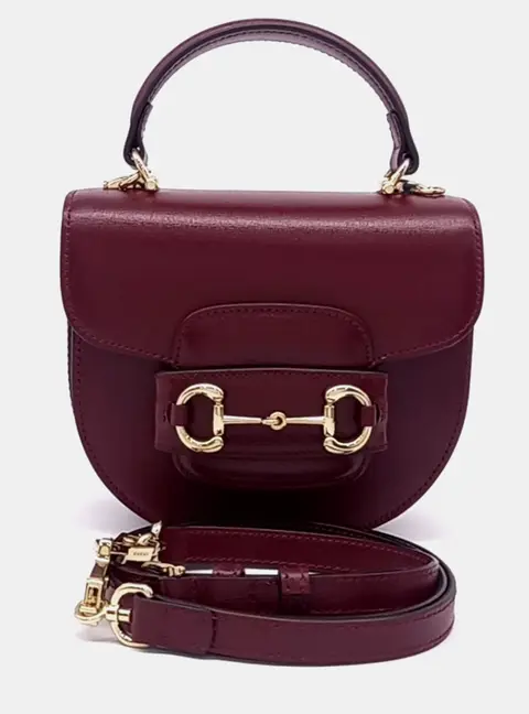 Gucci Burgundy Leather 1955 Horsebit Mini Top Handle Bag